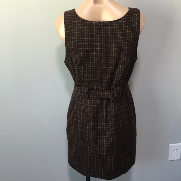 Old Navy Vintage Wool Plaid Twee Dress Brown 6 - Picture 5 of 6